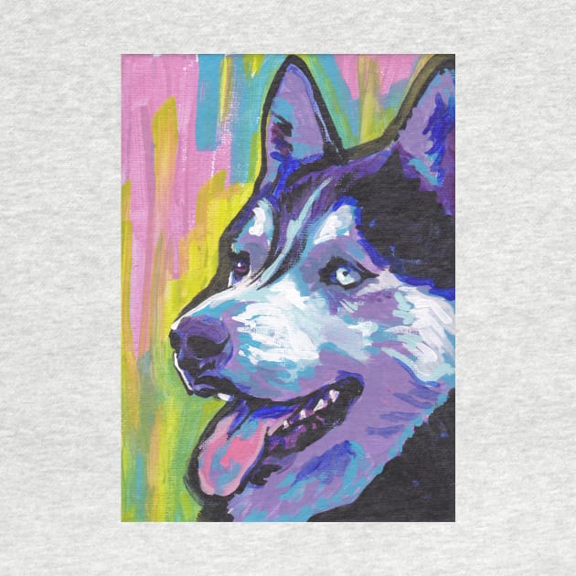 Siberian Husky Bright colorful pop dog art by bentnotbroken11